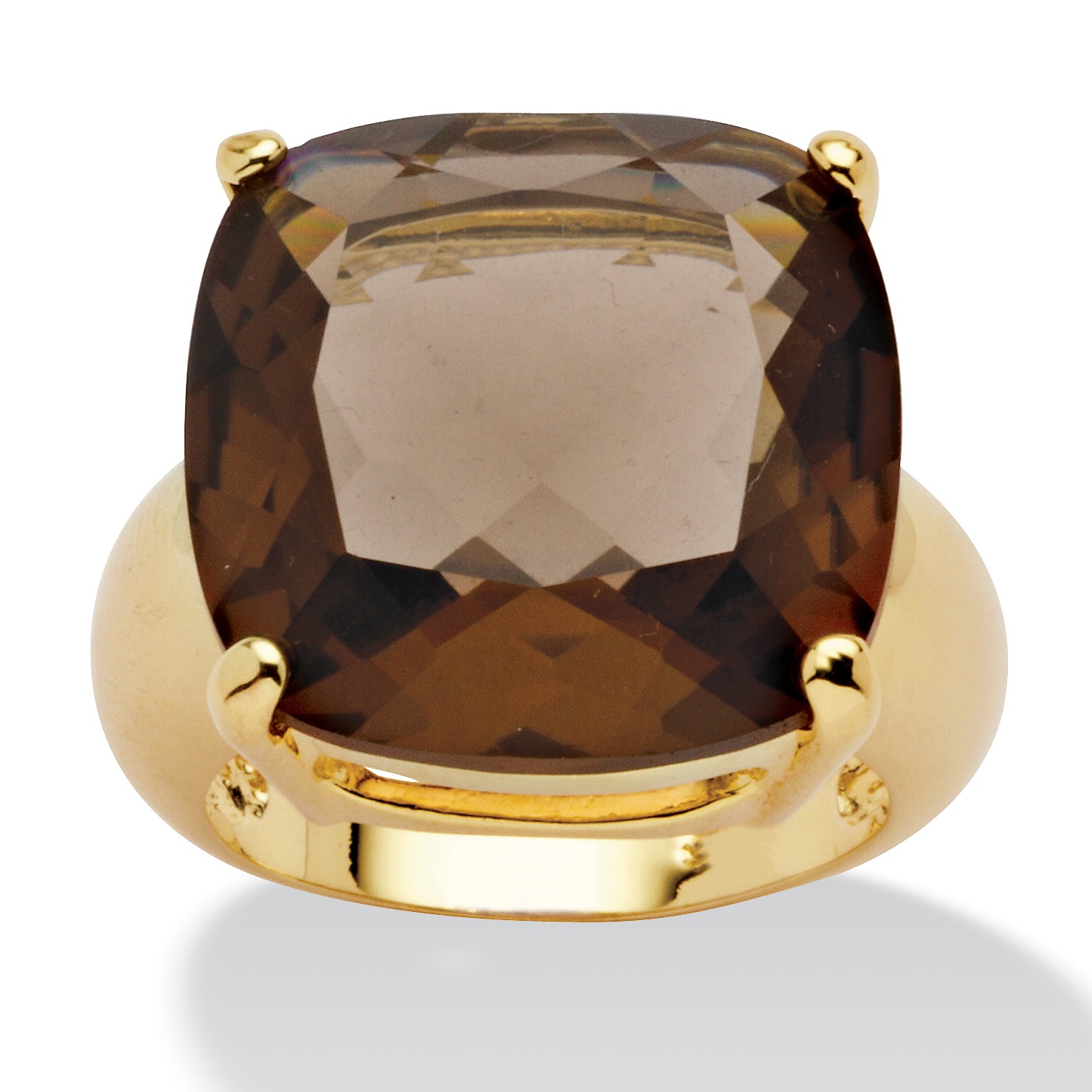 14k Gold-Plated Multi-Faceted Smoky Quartz Ring