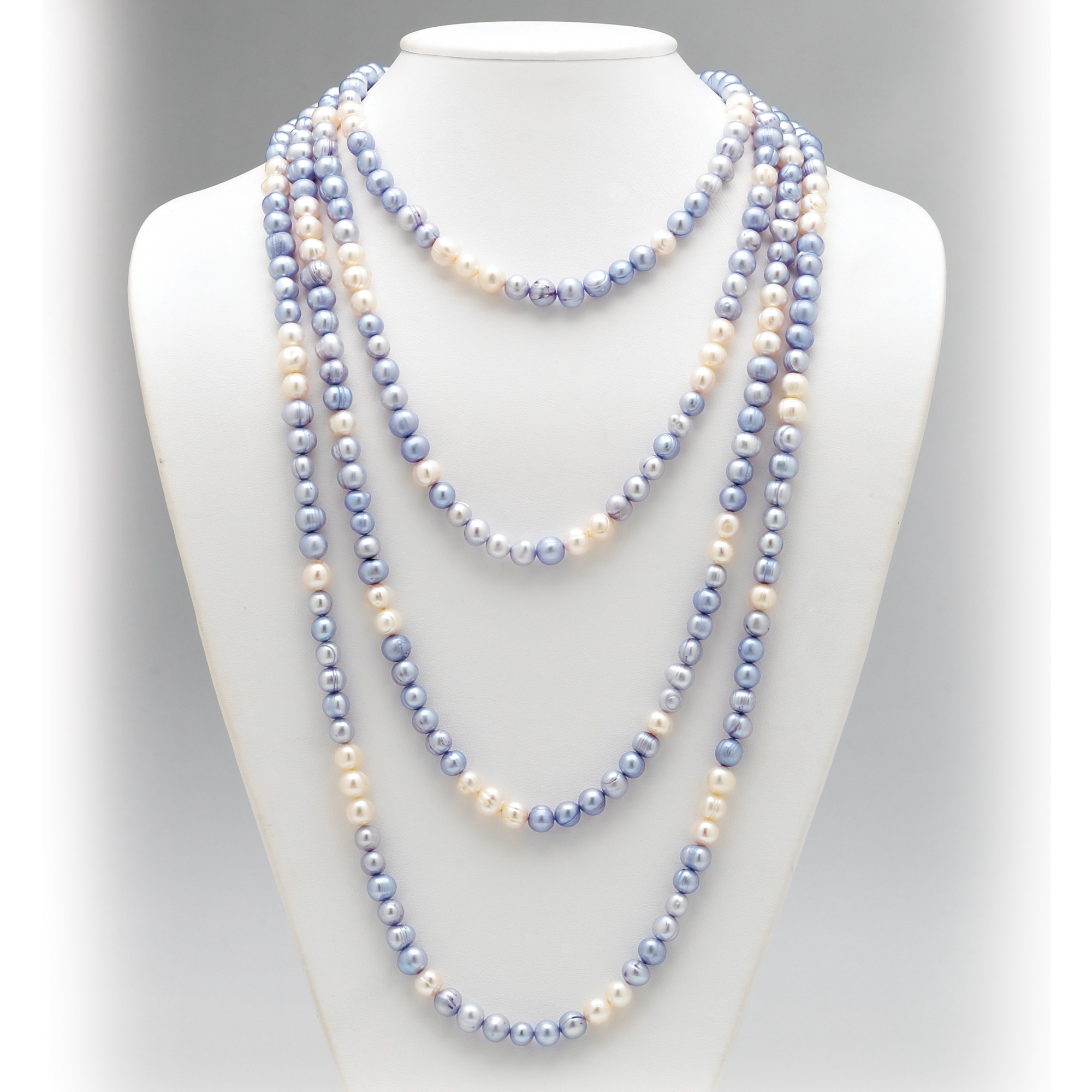 Blue and White Cultured Freshwater Pearl Necklace