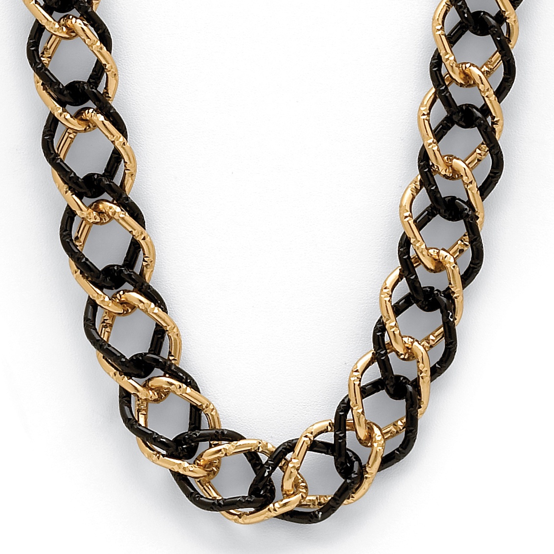 Gold Tone/Black Ruthenium Finish Curb-Link Necklace 34"