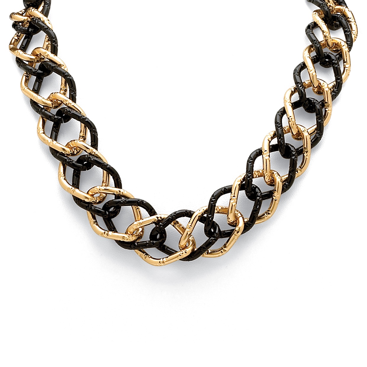 Gold Tone/Black Ruthenium Finish Curb-Link Necklace