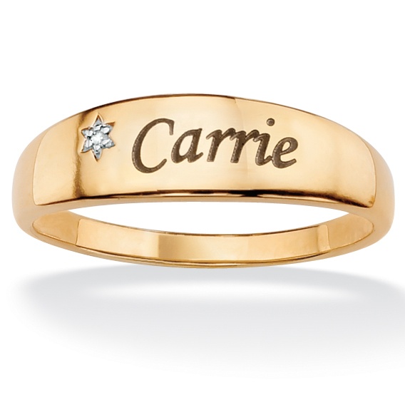 10k Gold Personalized Diamond Accent Ring