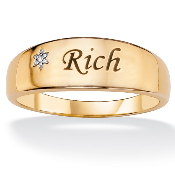 10K Gold Personalized Unisex Diamond Accent Ring
