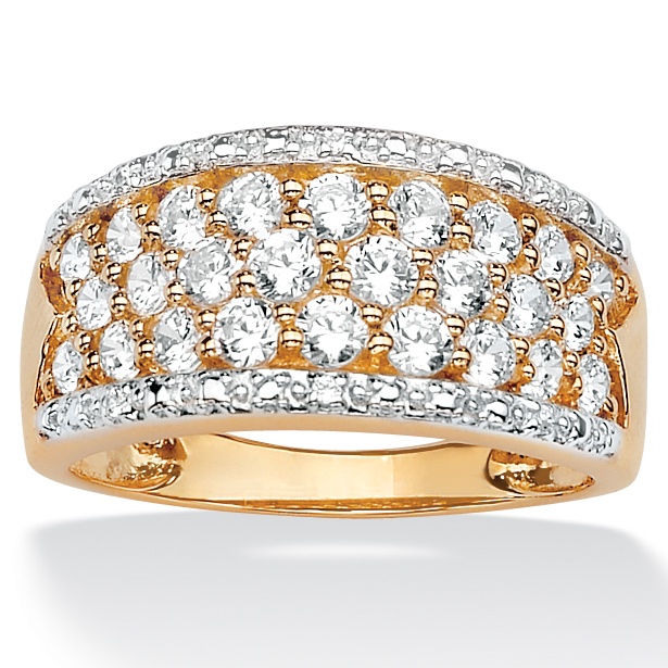 10k Gold DiamonUltra&trade; Cubic Zirconia Pav&eacute; Dome Ring