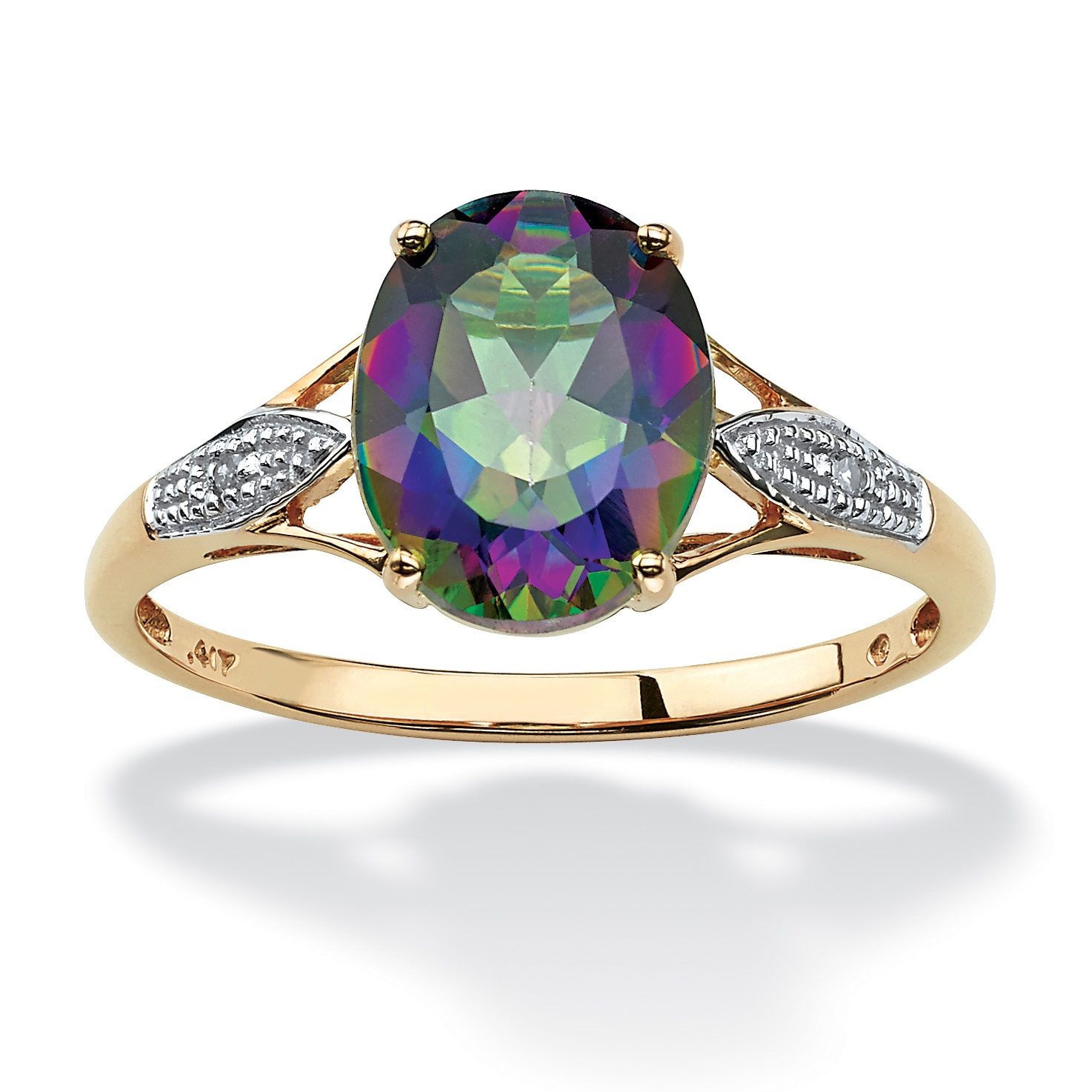 10k Gold Topaz Mystic and Diamond Accent Women's Ring
