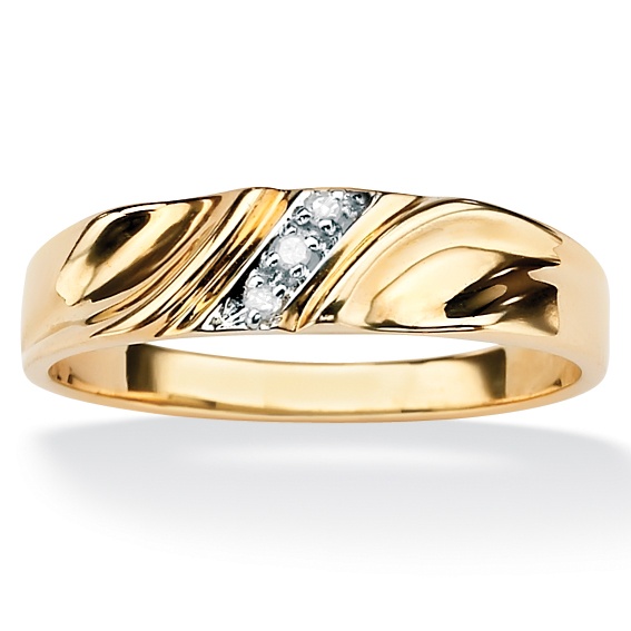 10k Gold Tutone Men's Diamond Accent Band Ring