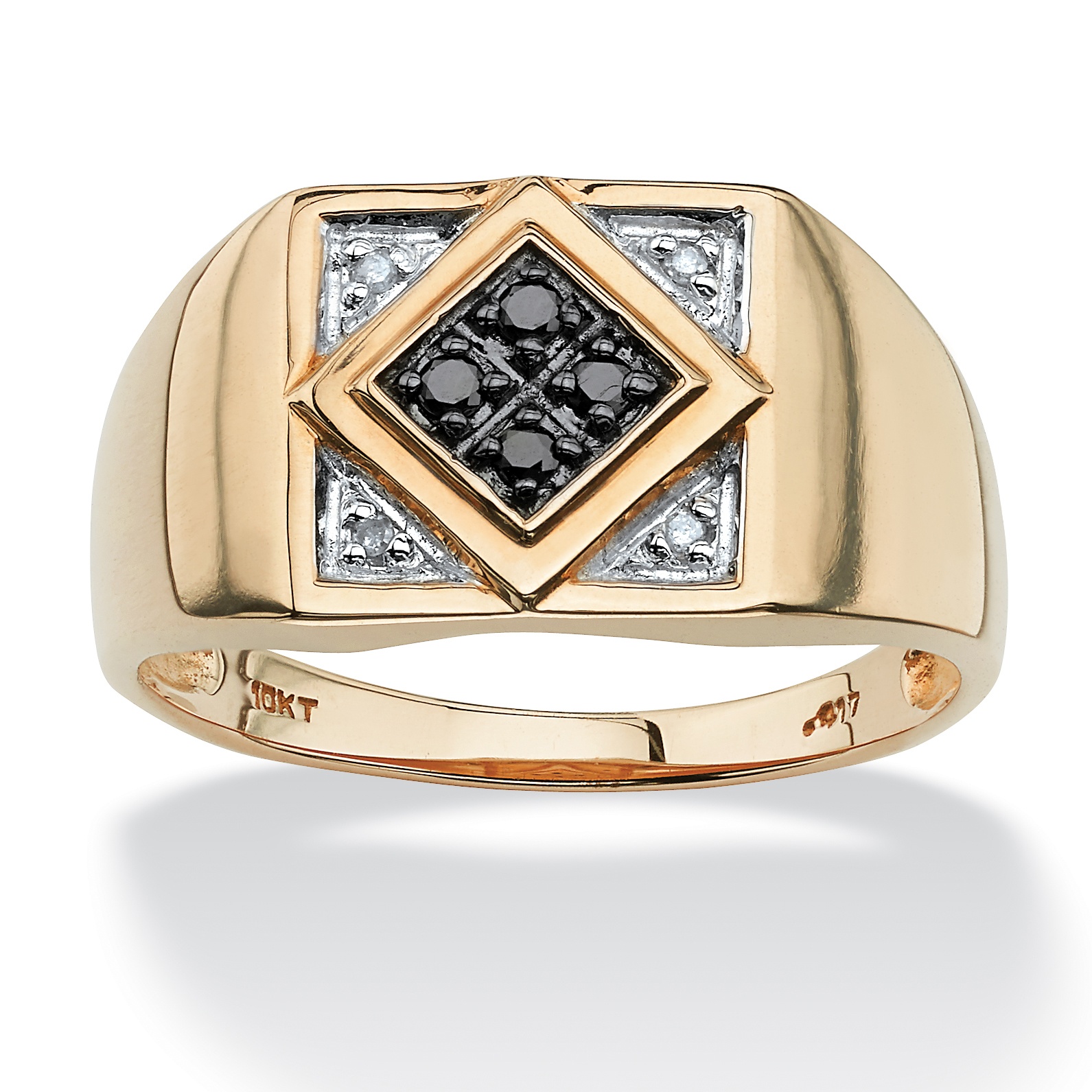 10k Gold Black and White Diamond Men's Ring