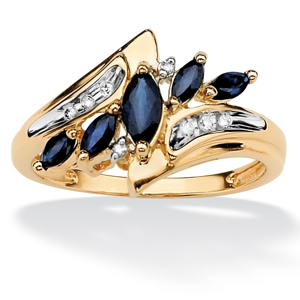 10k Gold Sapphire and Diamond Accent Women's Ring