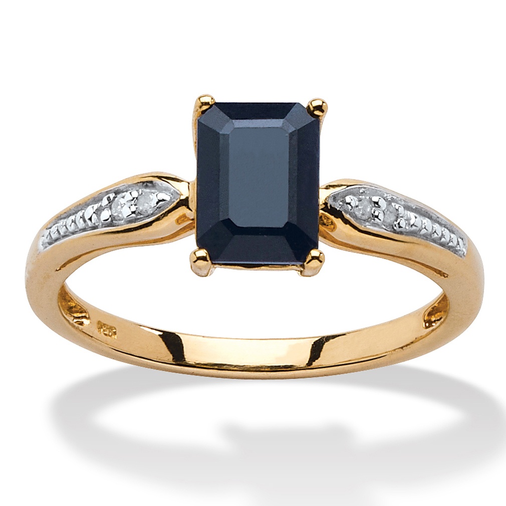 Gold Over Silver Sapphire and Diamond Accent Women's Ring