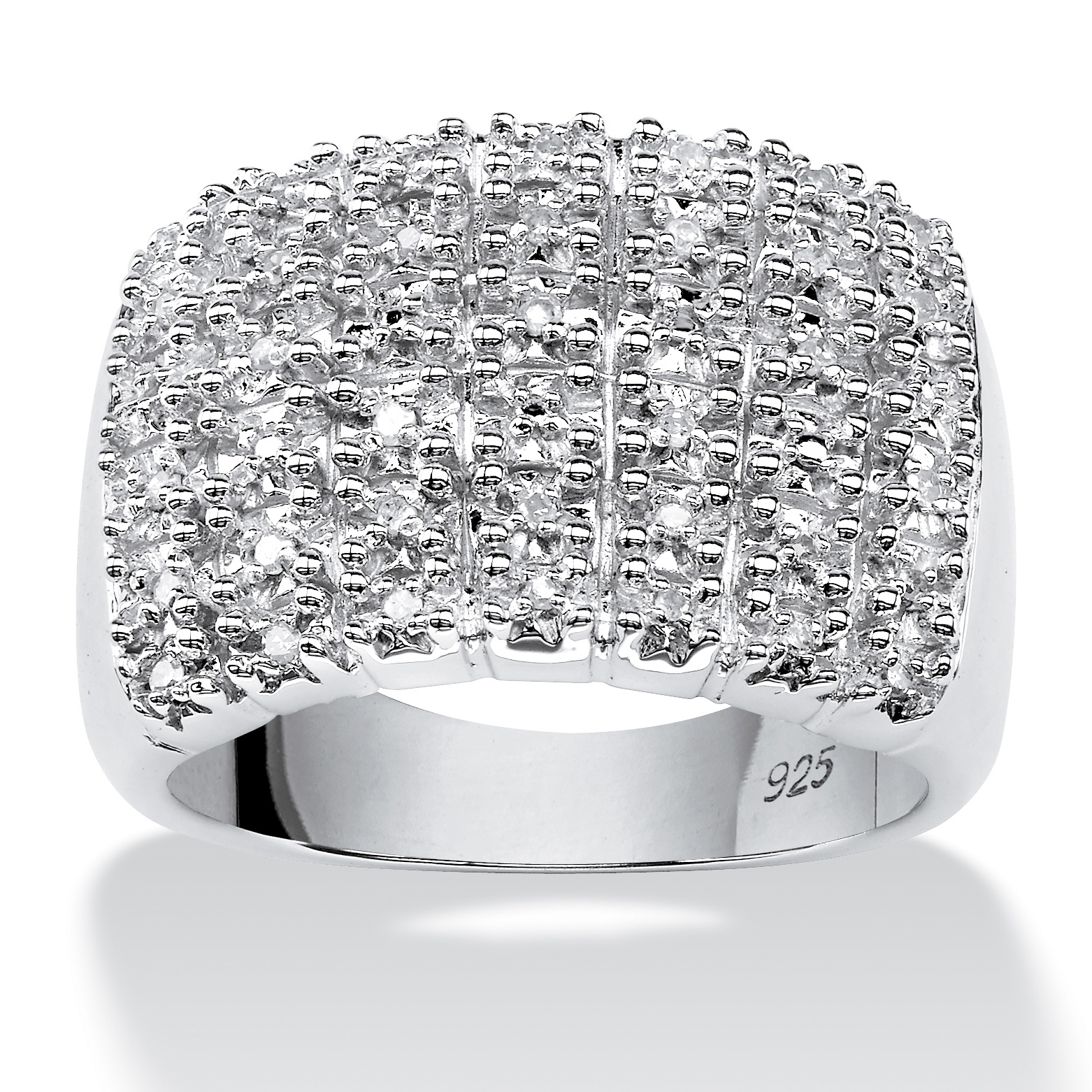 Platinum over SS Diamond Pav&eacute; Cluster Women's Ring