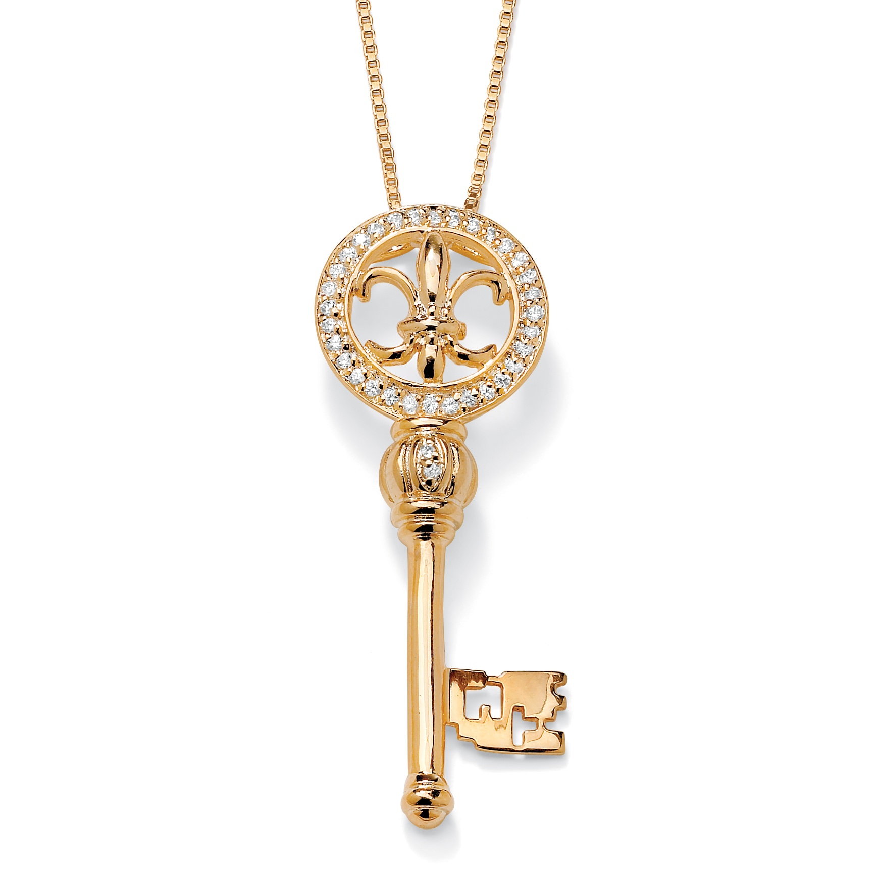 18k Gold over Sterling Silver DiamonUltra&trade; Cubic Zirconia Fleur-de-Lis ...