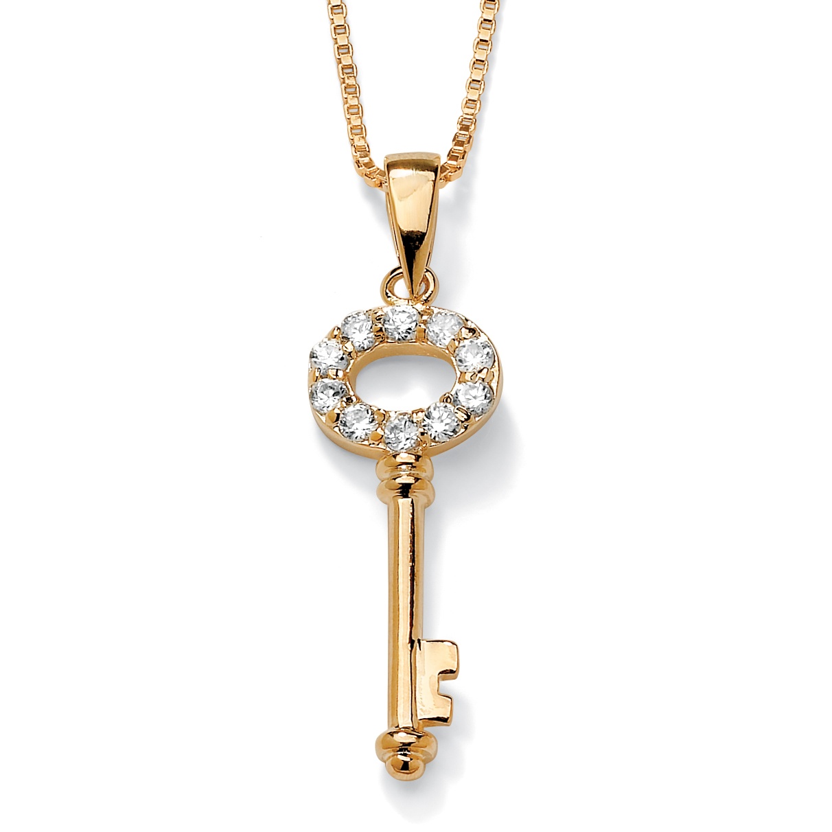 18k Gold over Sterling Silver DiamonUltra&trade; Cubic Zirconia Key Pendant