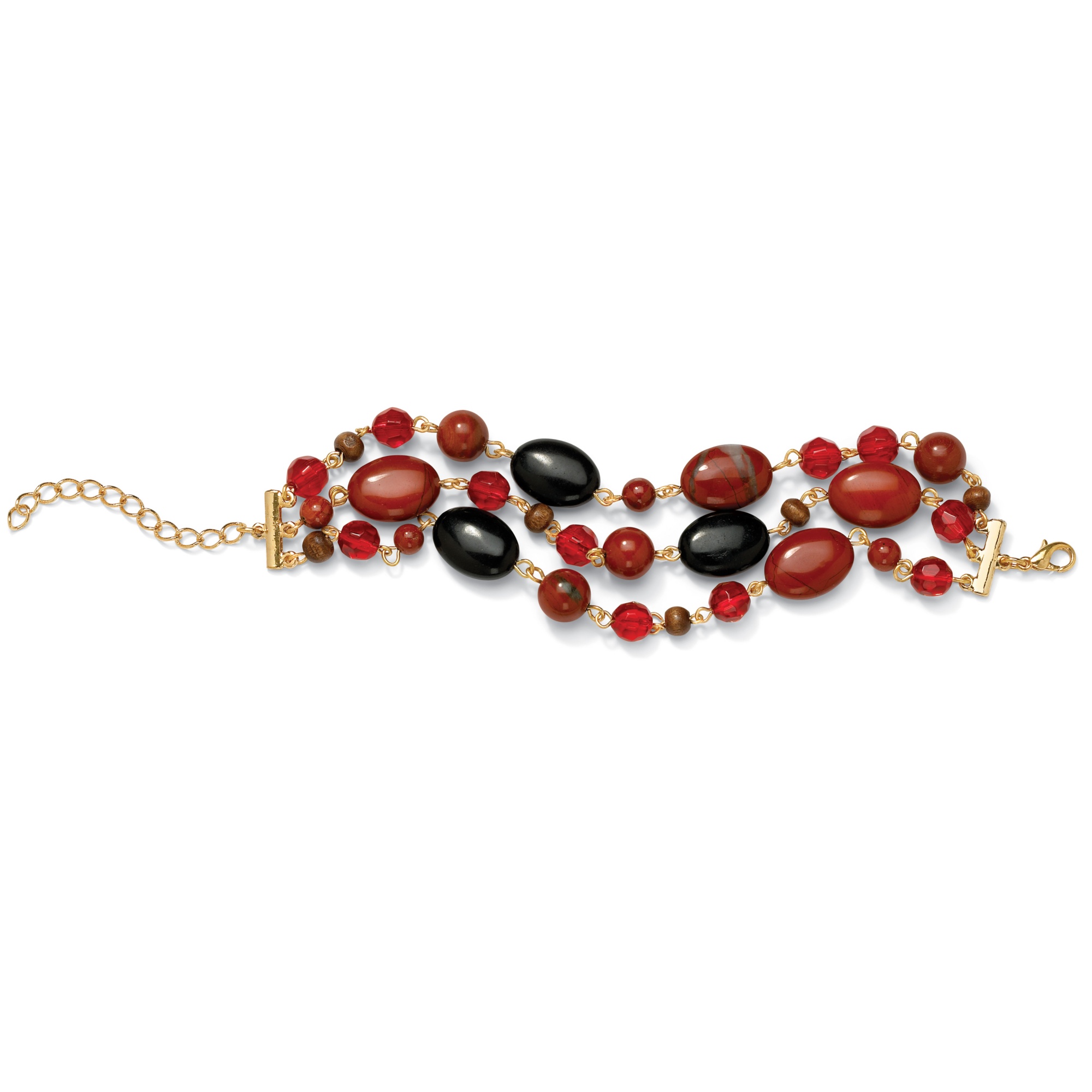14k Gold-Plated Jasper, Wood, Glass and Lucite Bracelet