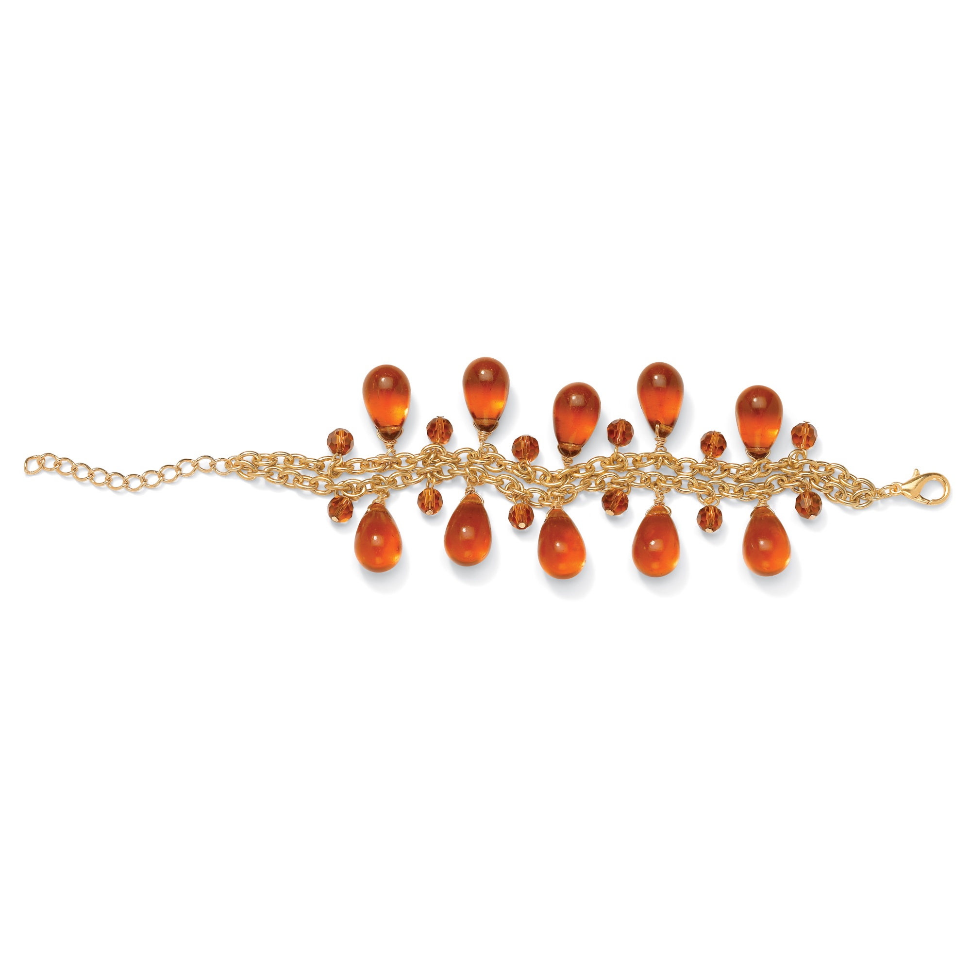 14k Gold-Plated Amber-Colored Glass Bracelet