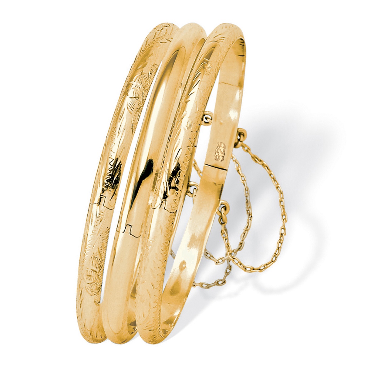 18k Gold over Sterling Silver Tailored Bracelet Set