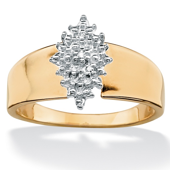Tutone 10k Gold Diamond Accent Marquise-Shaped Cluster Ring