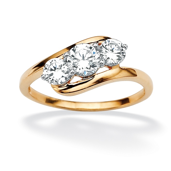 Tutone 10k Gold Triple DiamonUltra&trade; Cubic Zirconia Anniversary Ring