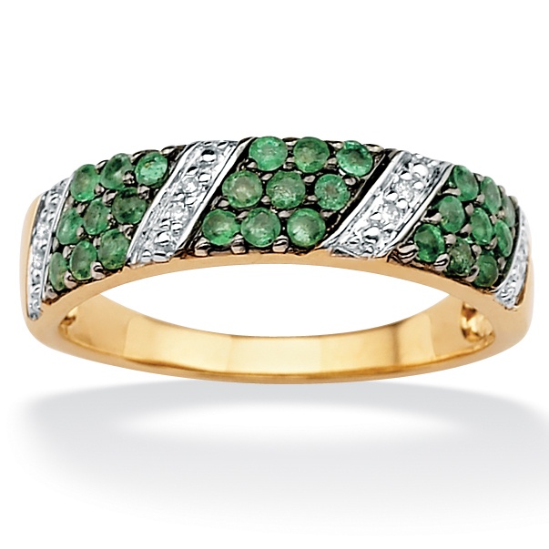10k Gold Emerald and Diamond Accent Ring