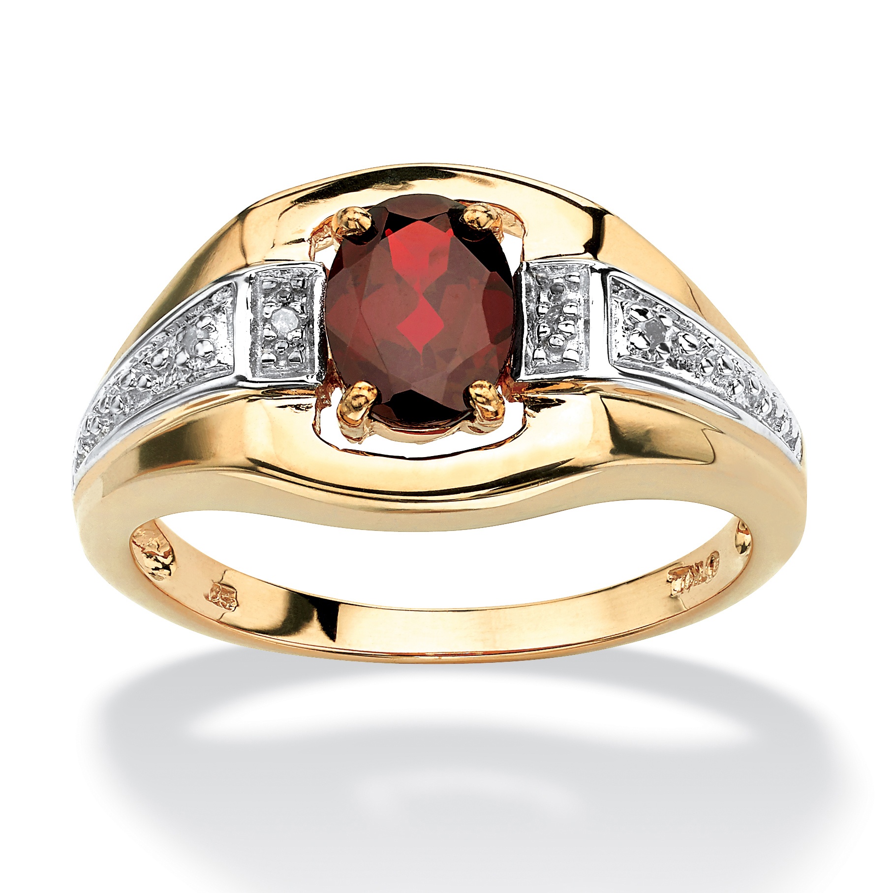 18k Gold over Sterling Silver Garnet and Diamond Accent Ring