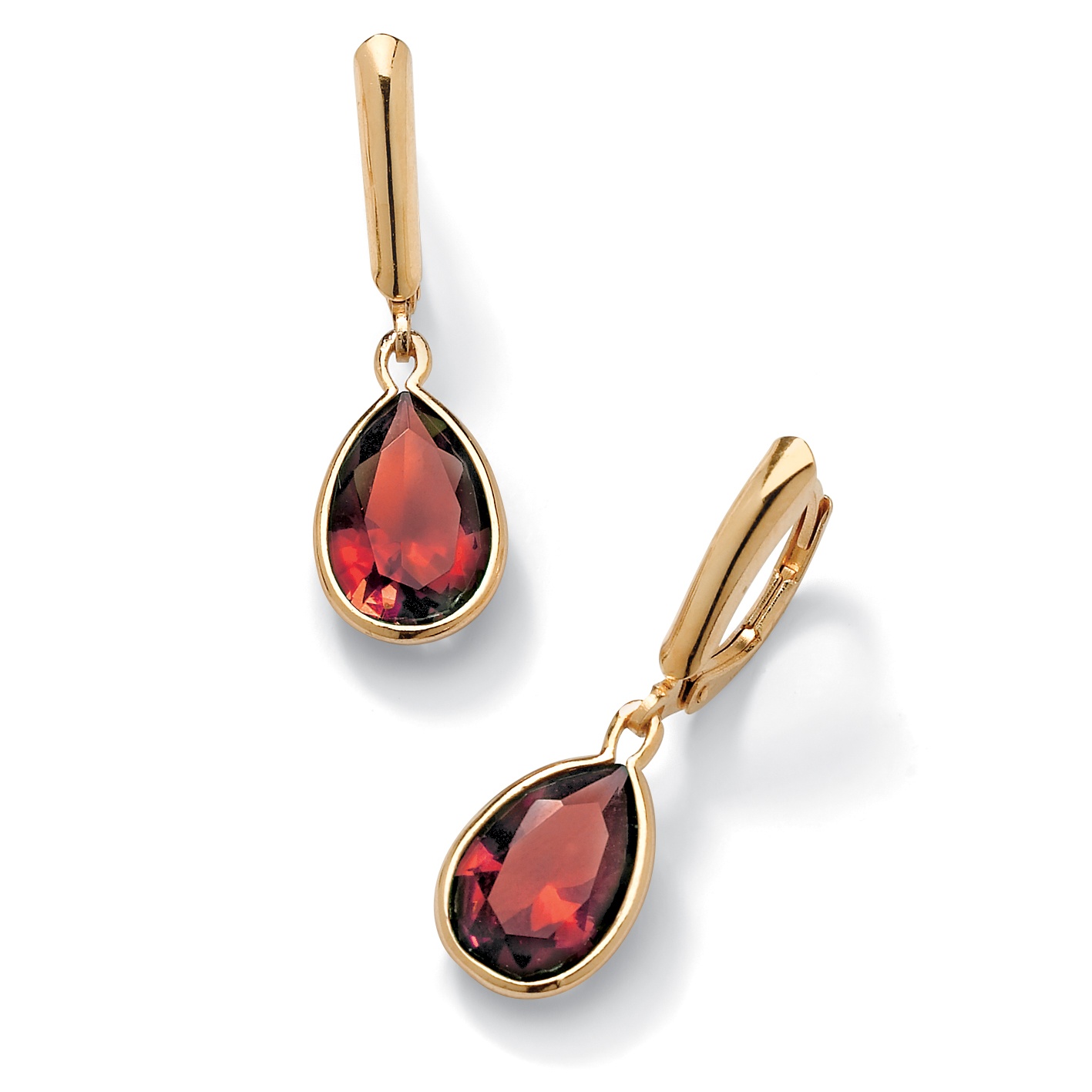 18k Gold over Sterling Silver Pear-Shaped Birthstone Drop Pierced Earrings