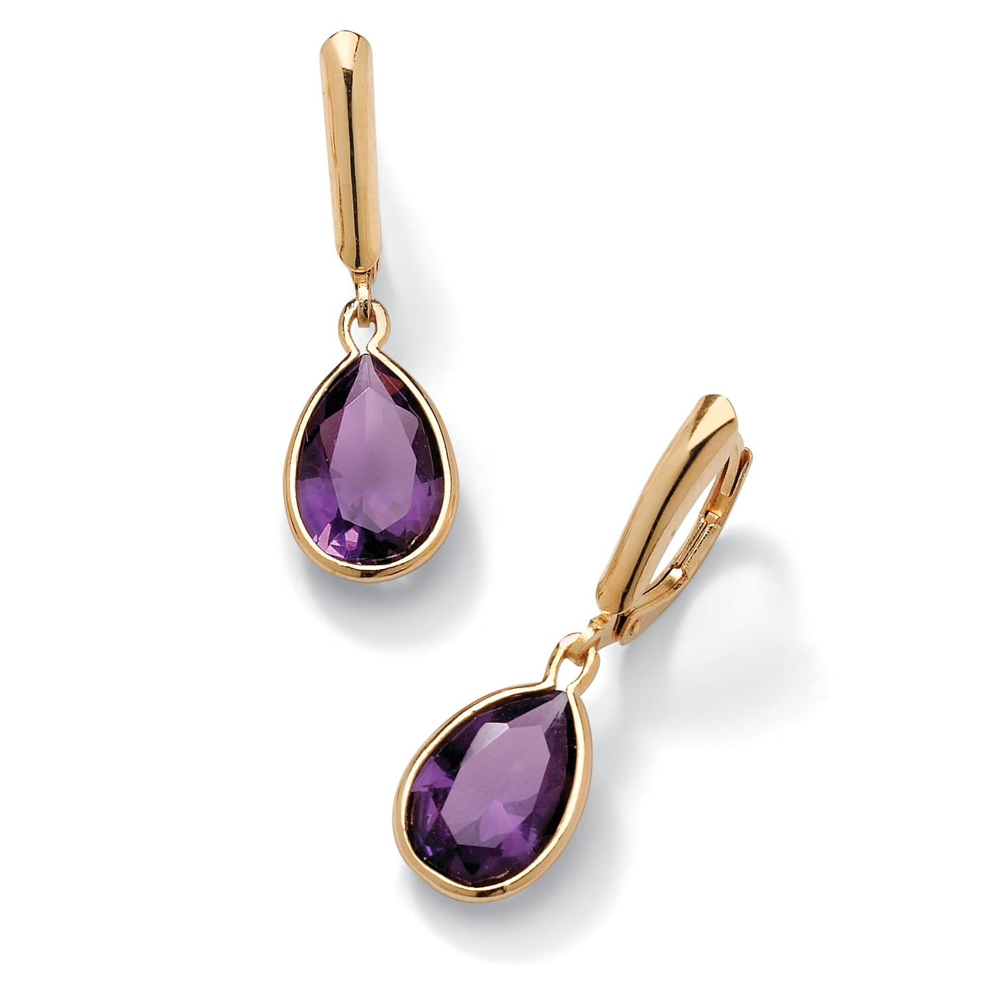 18k Gold over Sterling Silver Pear-Shaped Birthstone Drop Pierced Earrings