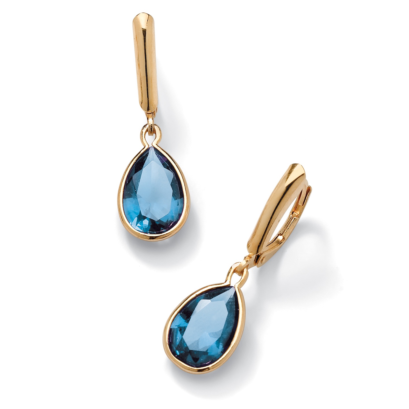 18k Gold over Sterling Silver Pear-Shaped Birthstone Drop Pierced Earrings