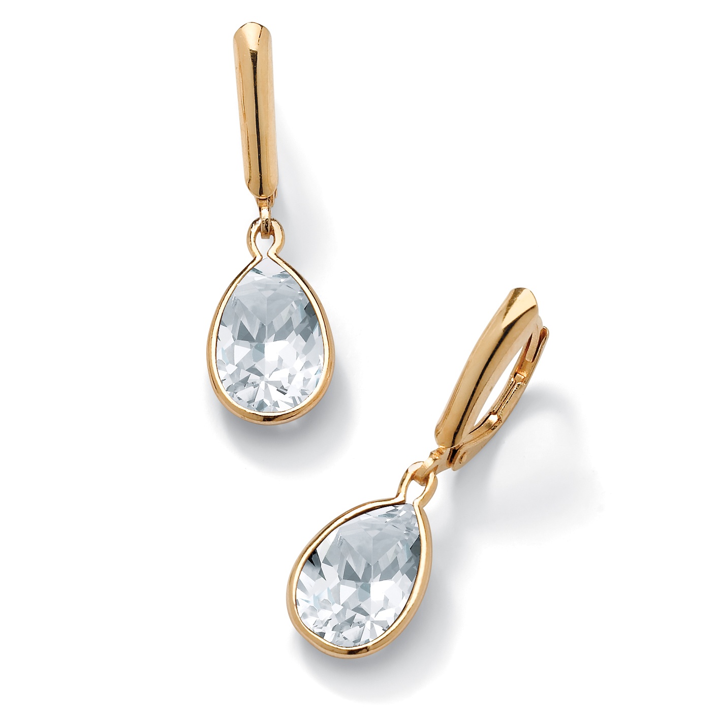 18k Gold over Sterling Silver Pear-Shaped Birthstone Drop Pierced Earrings