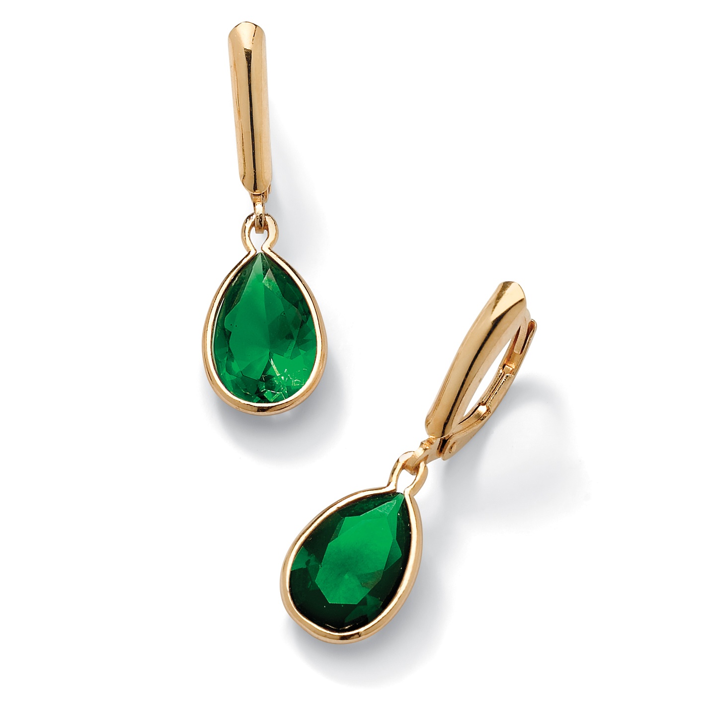18k Gold over Sterling Silver Pear-Shaped Birthstone Drop Pierced Earrings