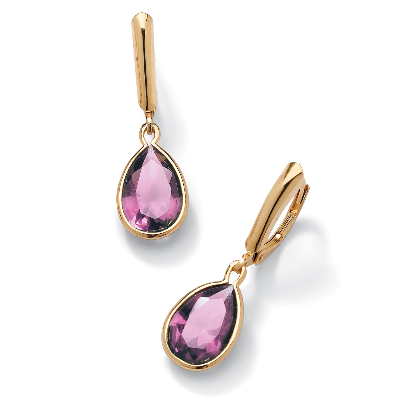 18k Gold over Sterling Silver Pear-Shaped Birthstone Drop Pierced Earrings