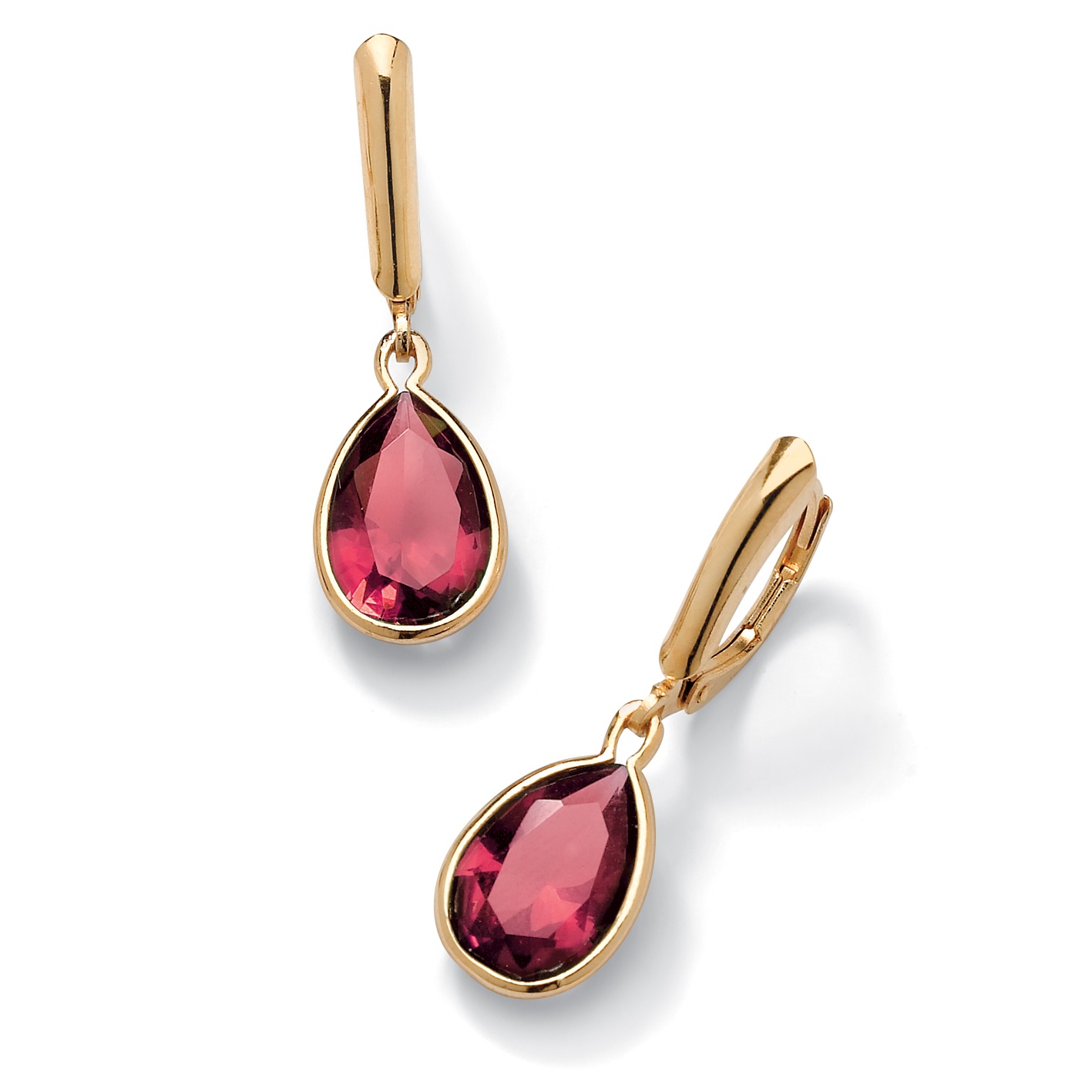 18k Gold over Sterling Silver Pear-Shaped Birthstone Drop Pierced Earrings