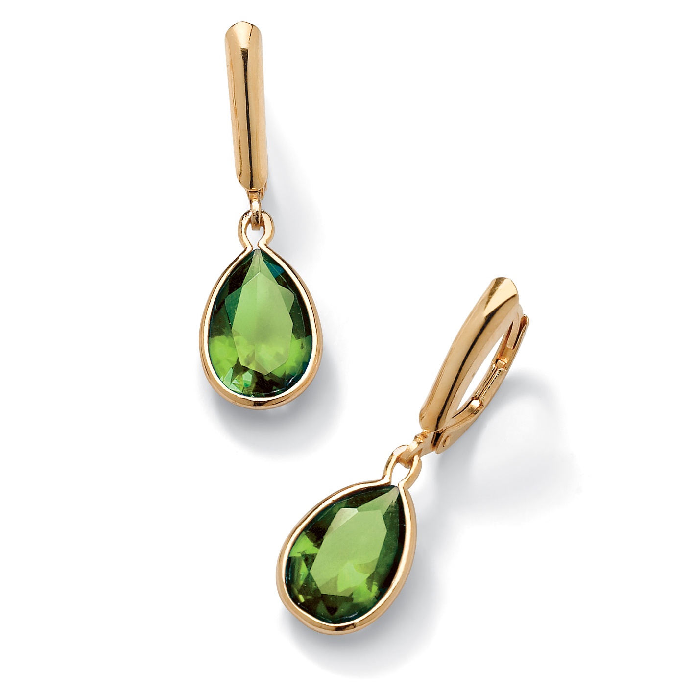 18k Gold over Sterling Silver Pear-Shaped Birthstone Drop Pierced Earrings