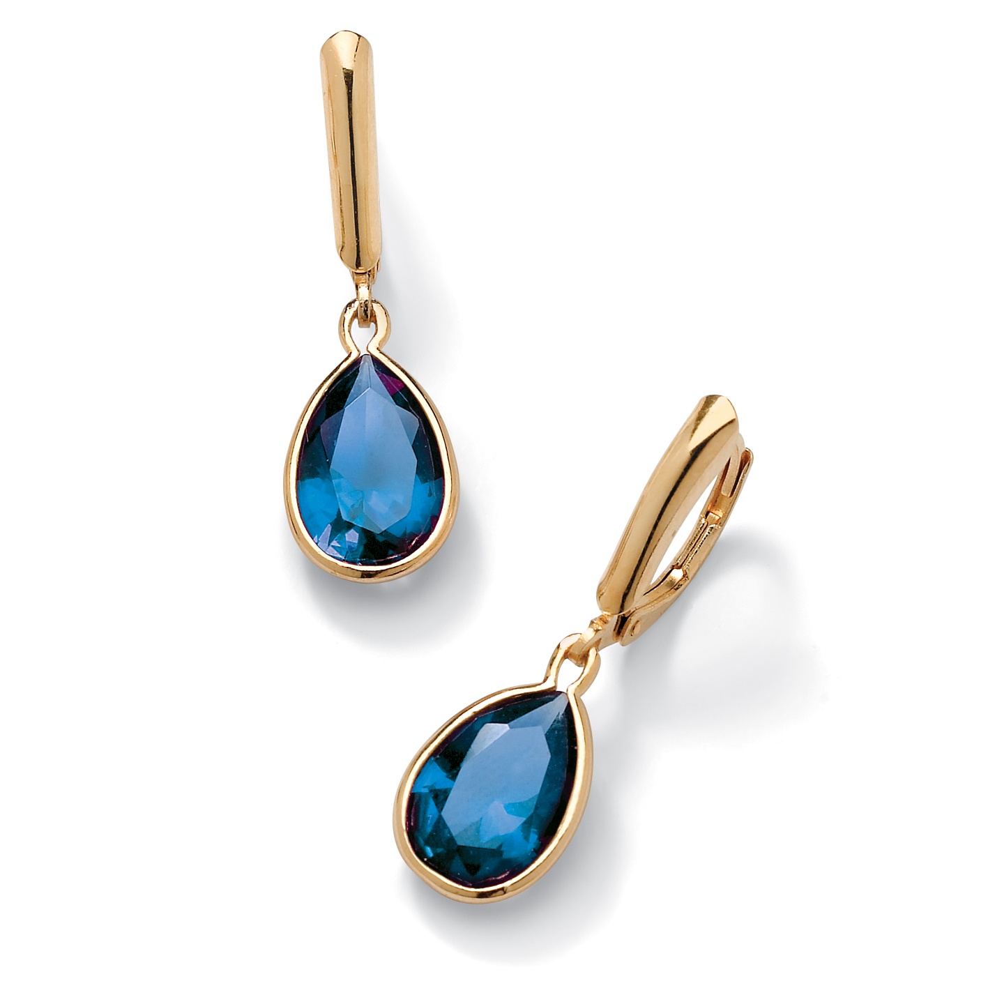 18k Gold over Sterling Silver Pear-Shaped Birthstone Drop Pierced Earrings