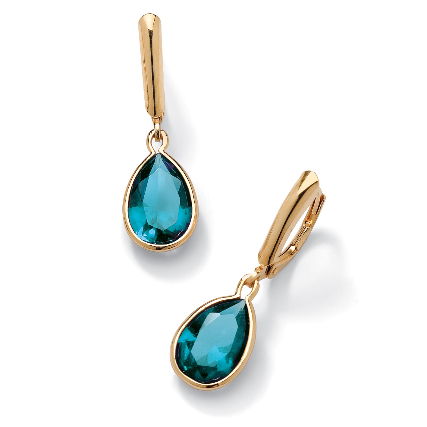 18k Gold over Sterling Silver Pear-Shaped Birthstone Drop Pierced Earrings