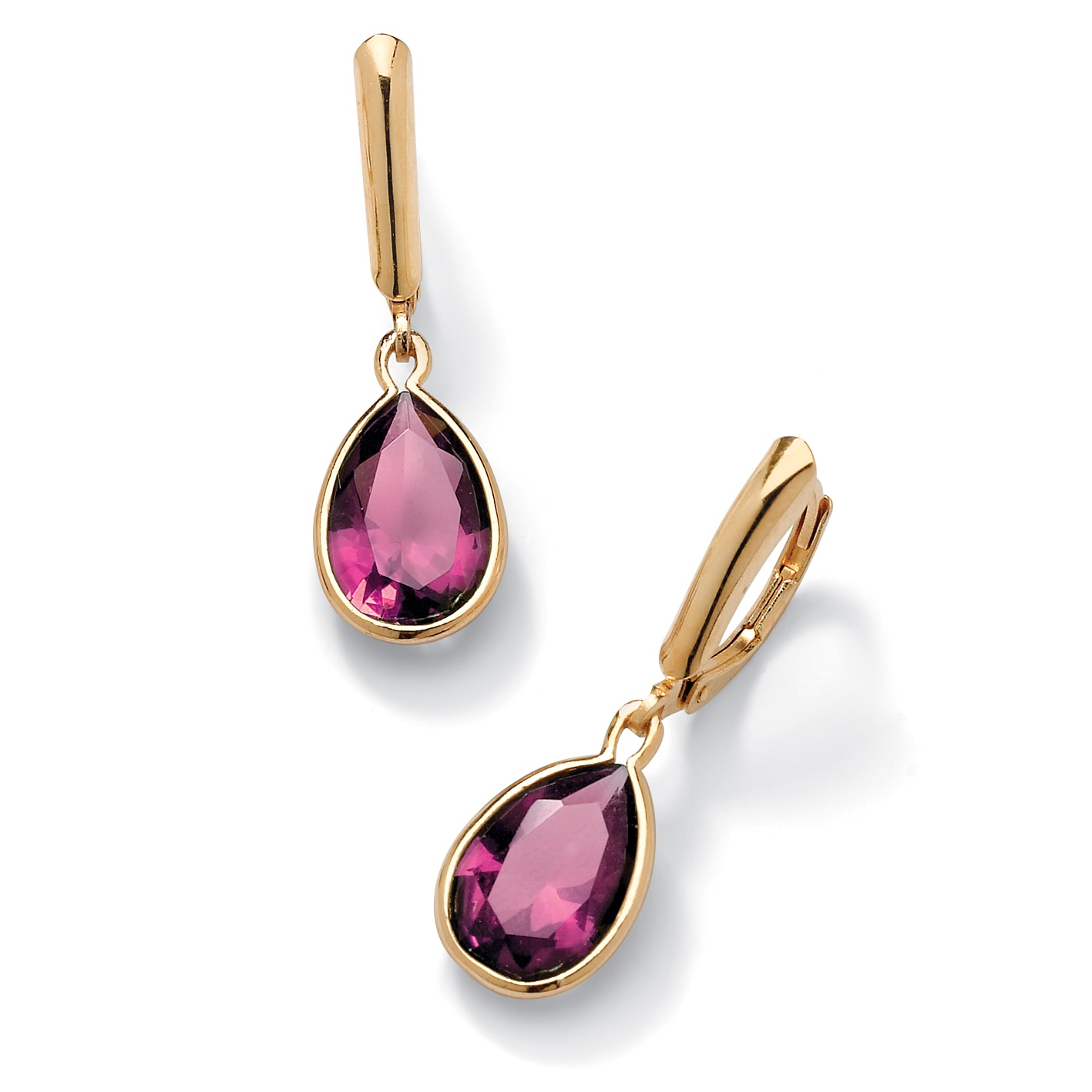 18k Gold over Sterling Silver Pear-Shaped Birthstone Drop Pierced Earrings