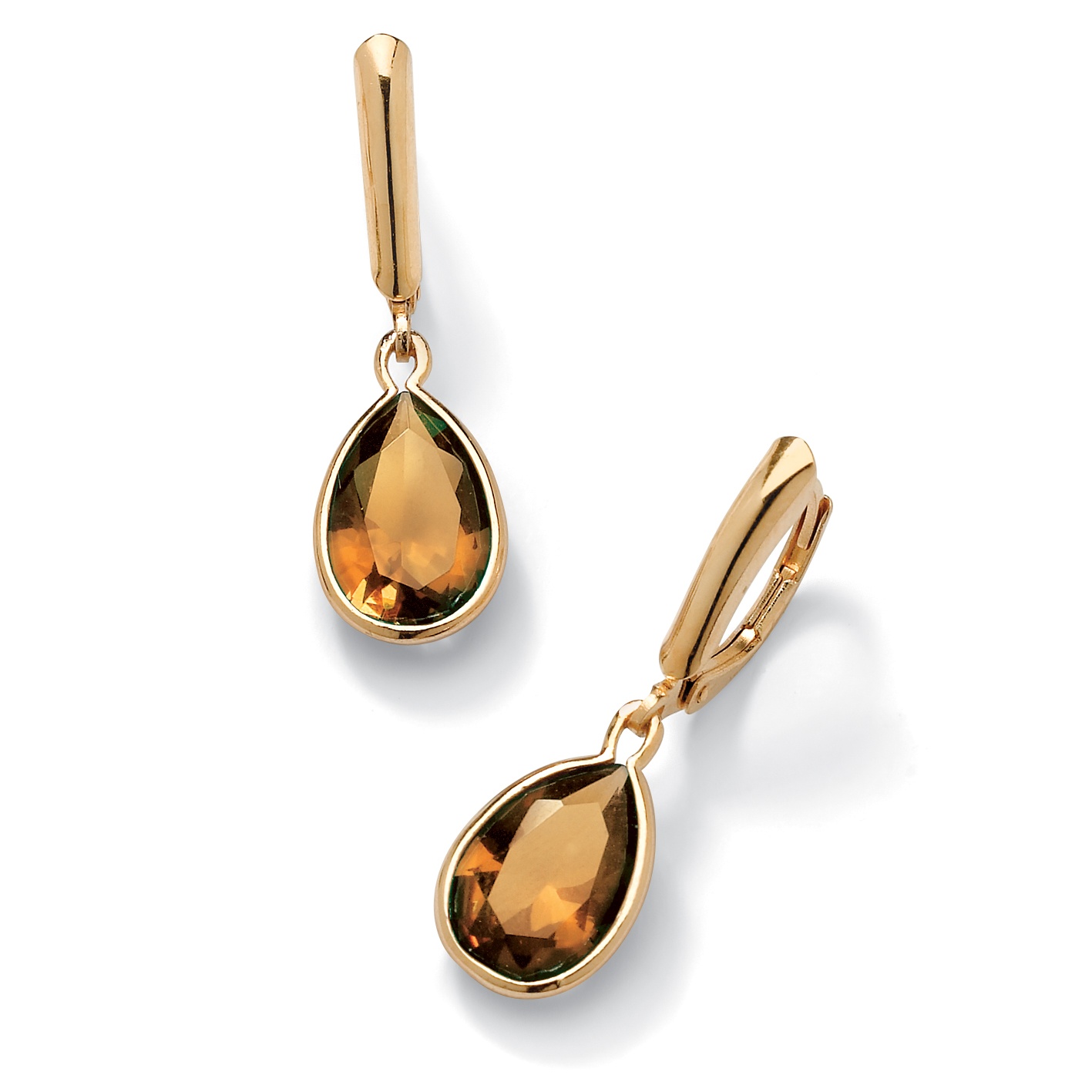 18k Gold over Sterling Silver Pear-Shaped Birthstone Drop Pierced Earrings