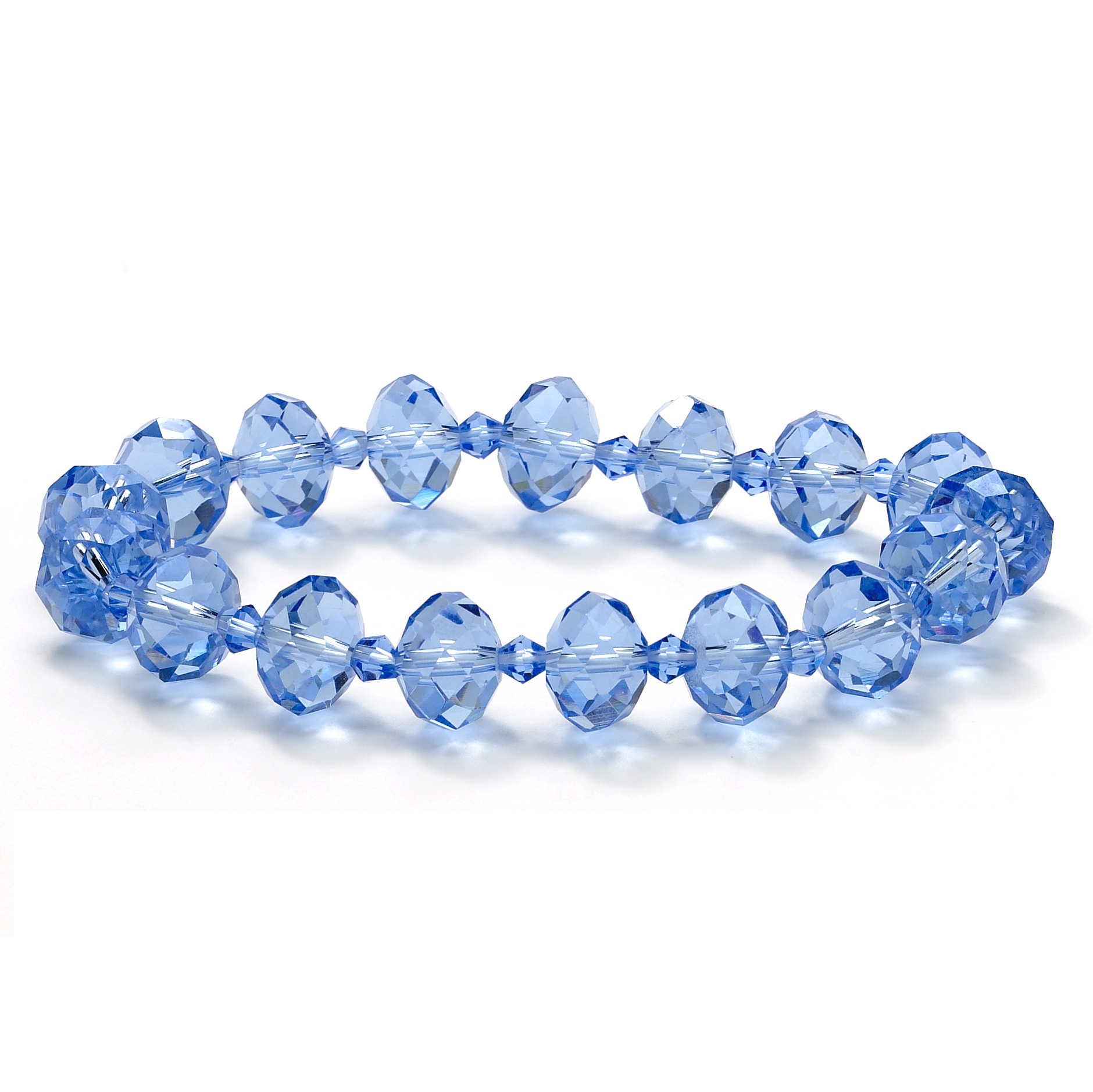 Blue Austrian Crystal Beaded Stretch Bracelet
