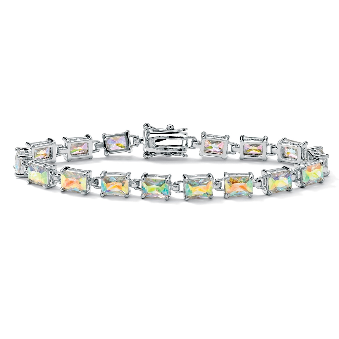 Silver Tone Aurora Borealis DiamonUltra&trade; Cubic Zirconia Tennis Bracelet