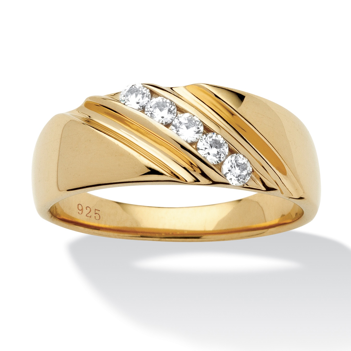 18k Gold over Sterling Silver Men's DiamonUltra&trade; Cubic Zirconia ...