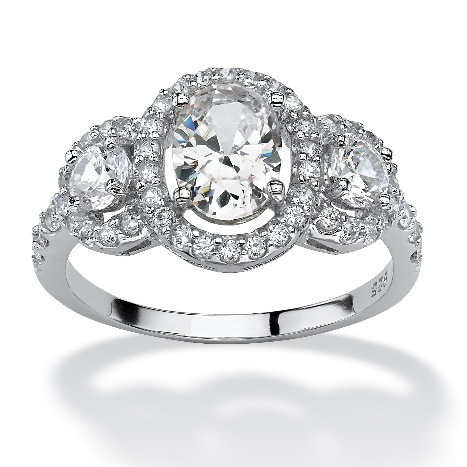 Platinum over Sterling Silver Oval-Cut and Round Triple DiamonUltra&trade; ...