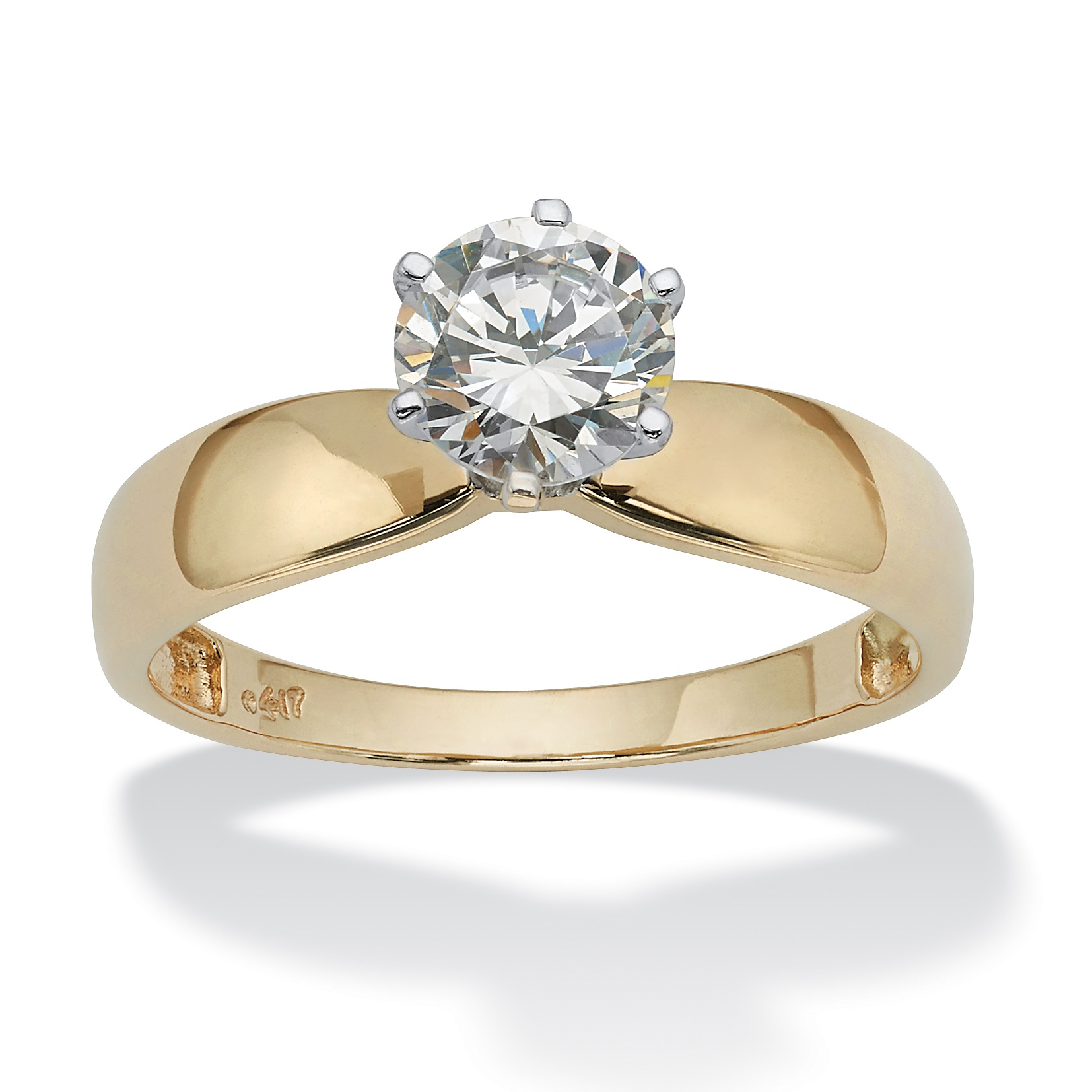 10k Gold Round DiamonUltra CZ Solitaire Ring