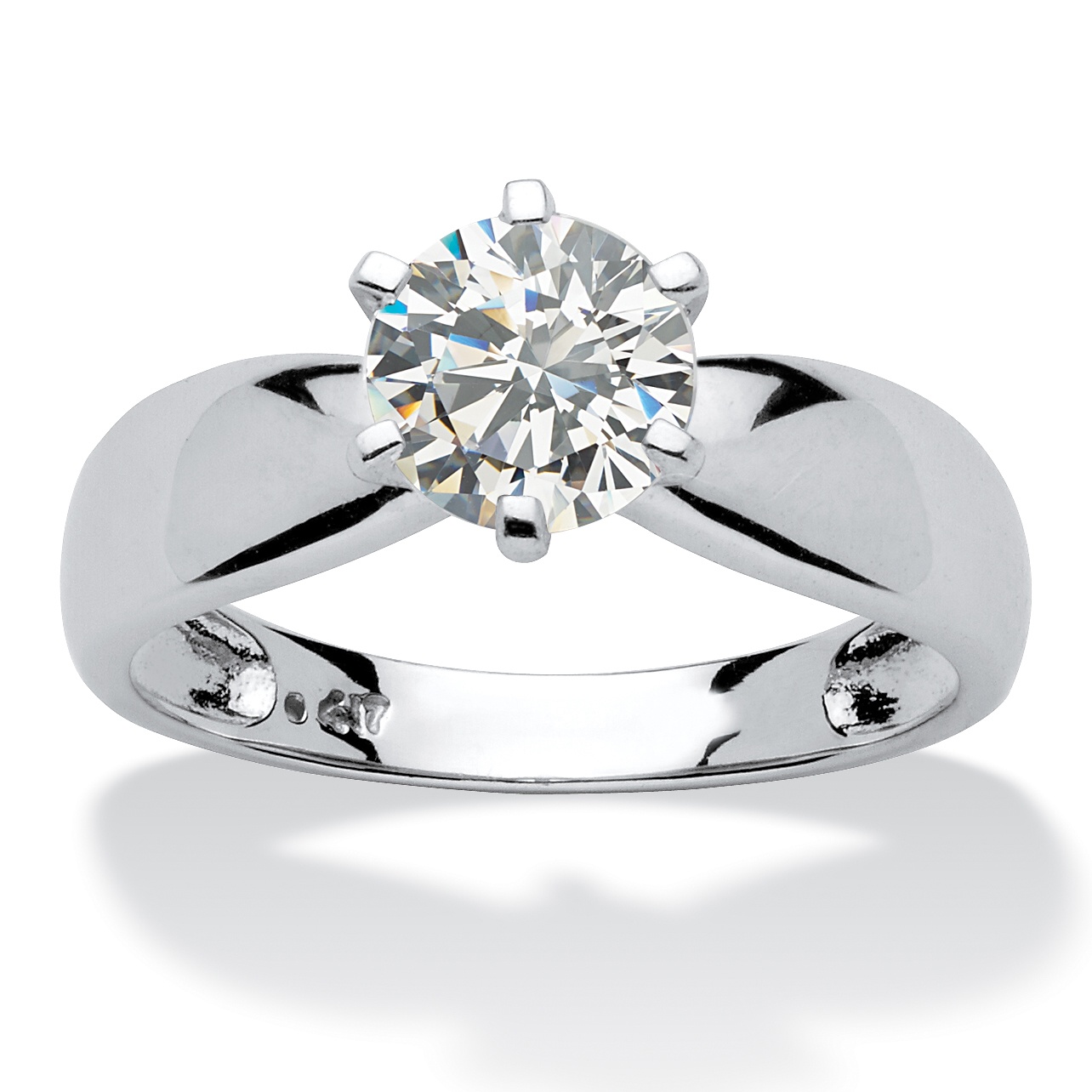 10k White Gold Round DiamonUltra&trade; CZ Solitaire Ring