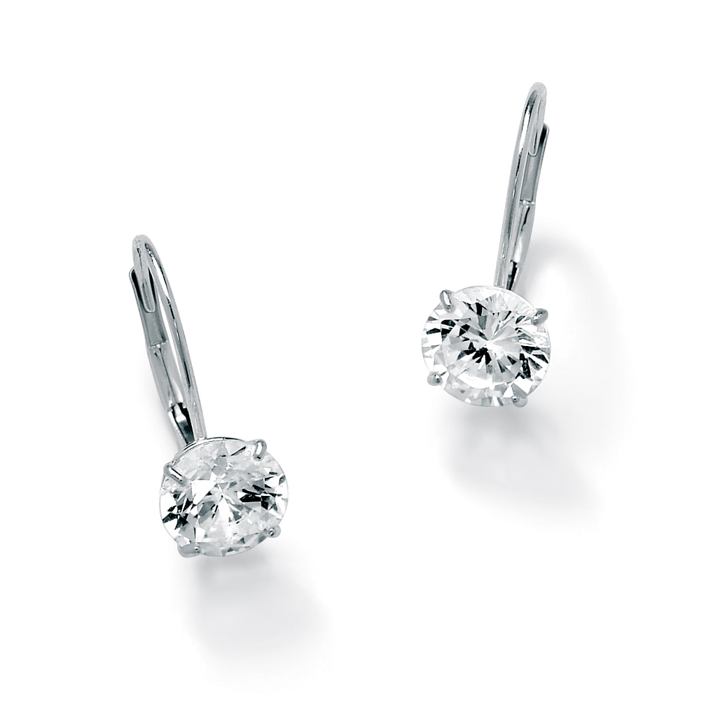 10k White Gold DiamonUltra&trade; Cubic Zirconia Drop Pierced Earrings