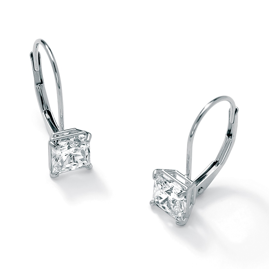 10k Gold White DiamonUltra&trade; Cubic Zirconia Pierced Earrings