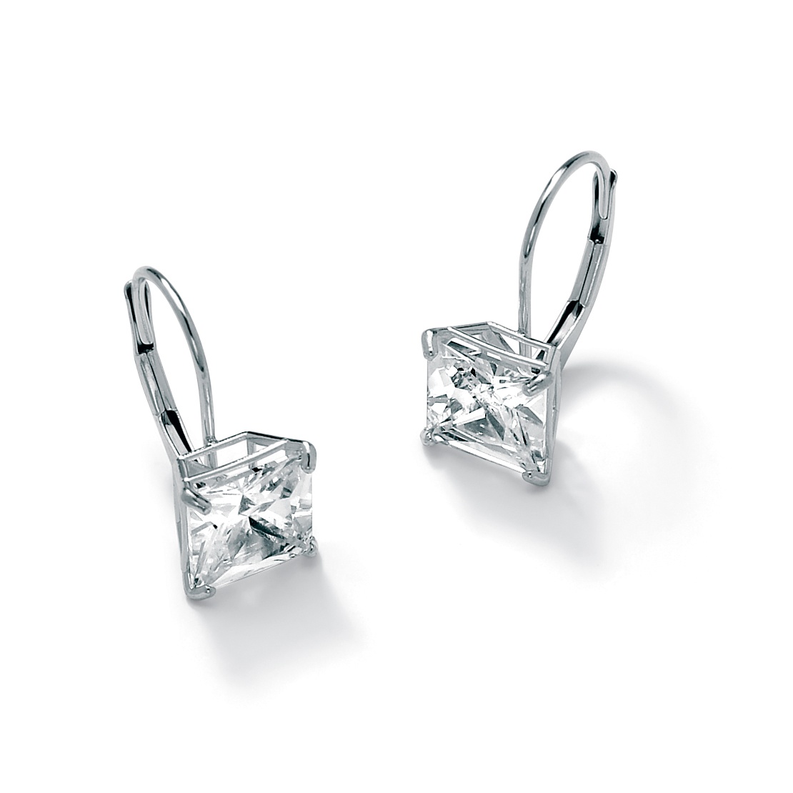 10k White Gold Princess-Cut DiamonUltra&trade; Cubic Zirconia Pierced Earrings