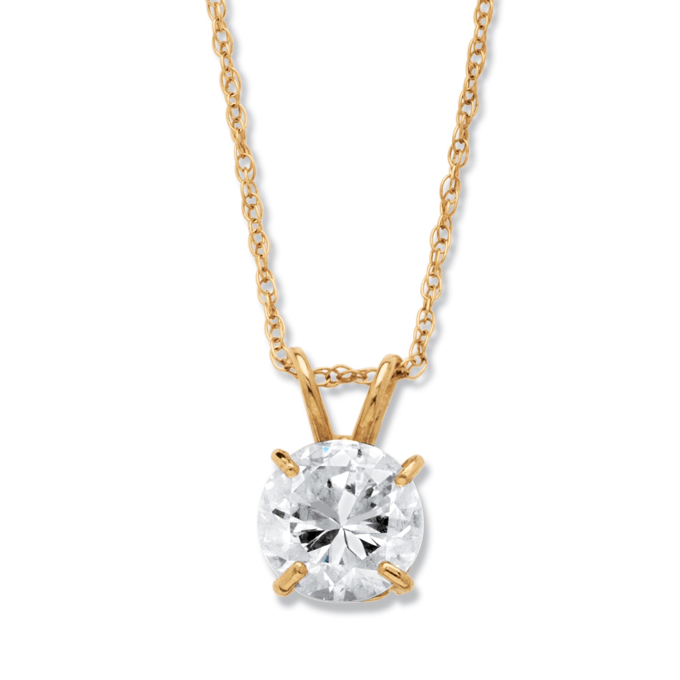 10k Gold Round DiamonUltra&trade; Cubic Zirconia Pendant