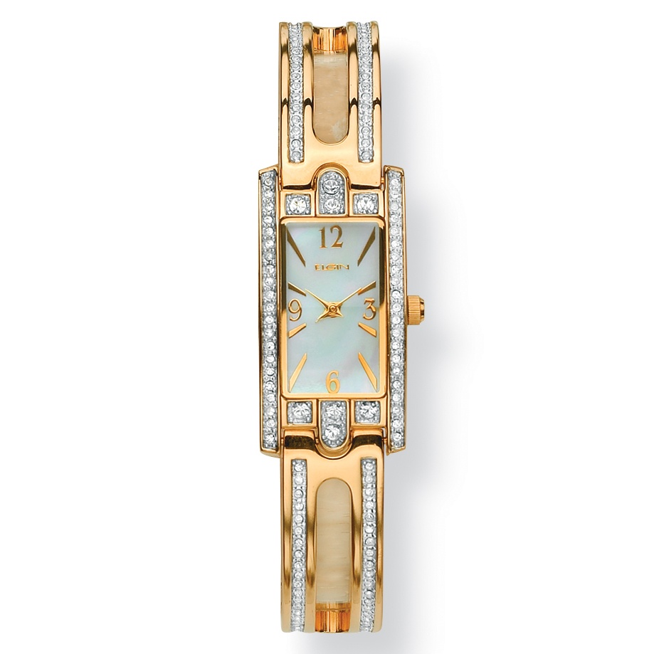 14k Gold-Plated Elgin Women's Austrian Crystal Bracelet Watch