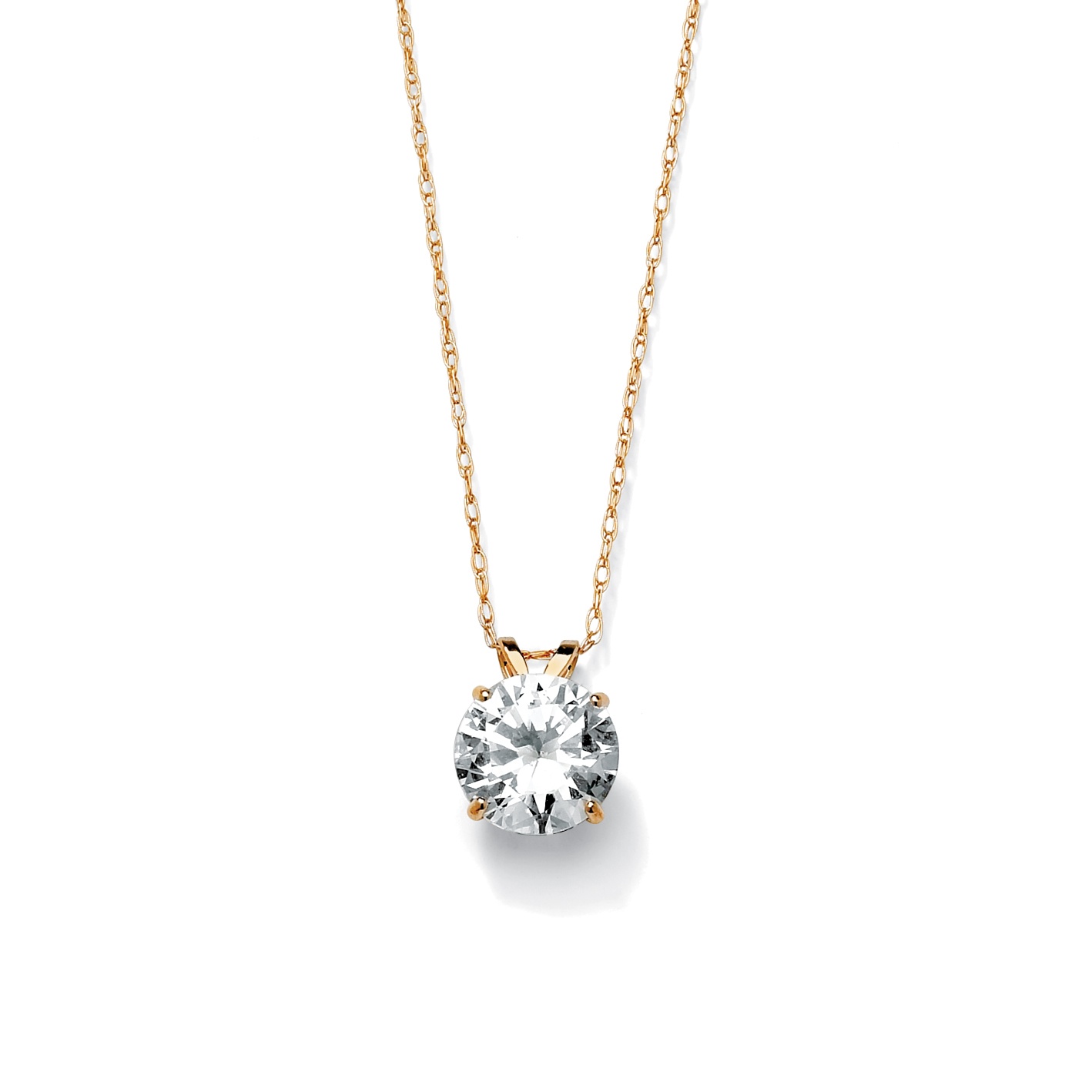 10k Gold DiamonUltra&trade; Cubic Zirconia Solitaire Pendant
