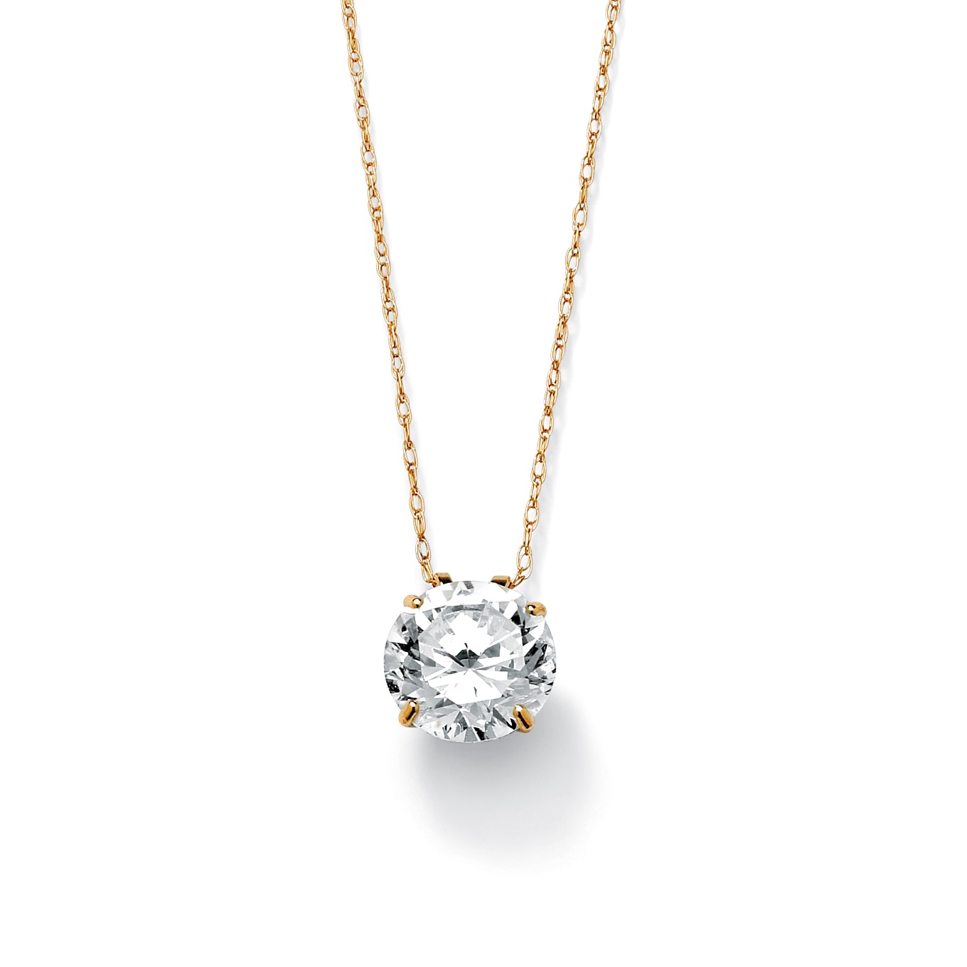 10k Gold Round DiamonUltra&trade; Cubic Zirconia Solitaire Pendant