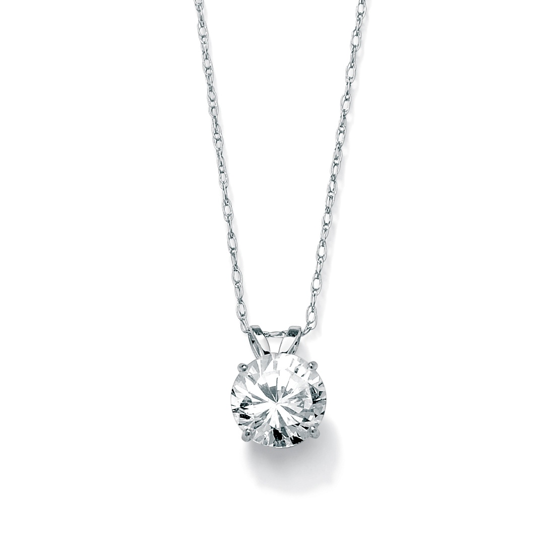 10k White Gold DiamonUltra&trade; Cubic Zirconia Solitaire Pendant