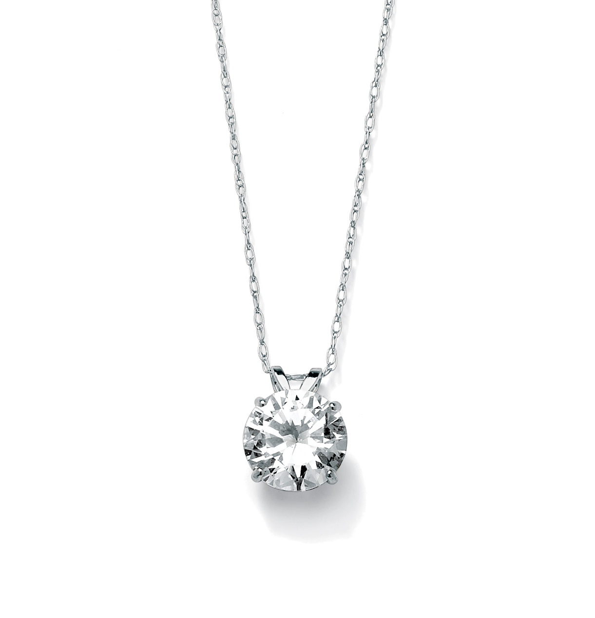 10k White Gold Round DiamonUltra&trade; Cubic Zirconia Solitaire Pendant