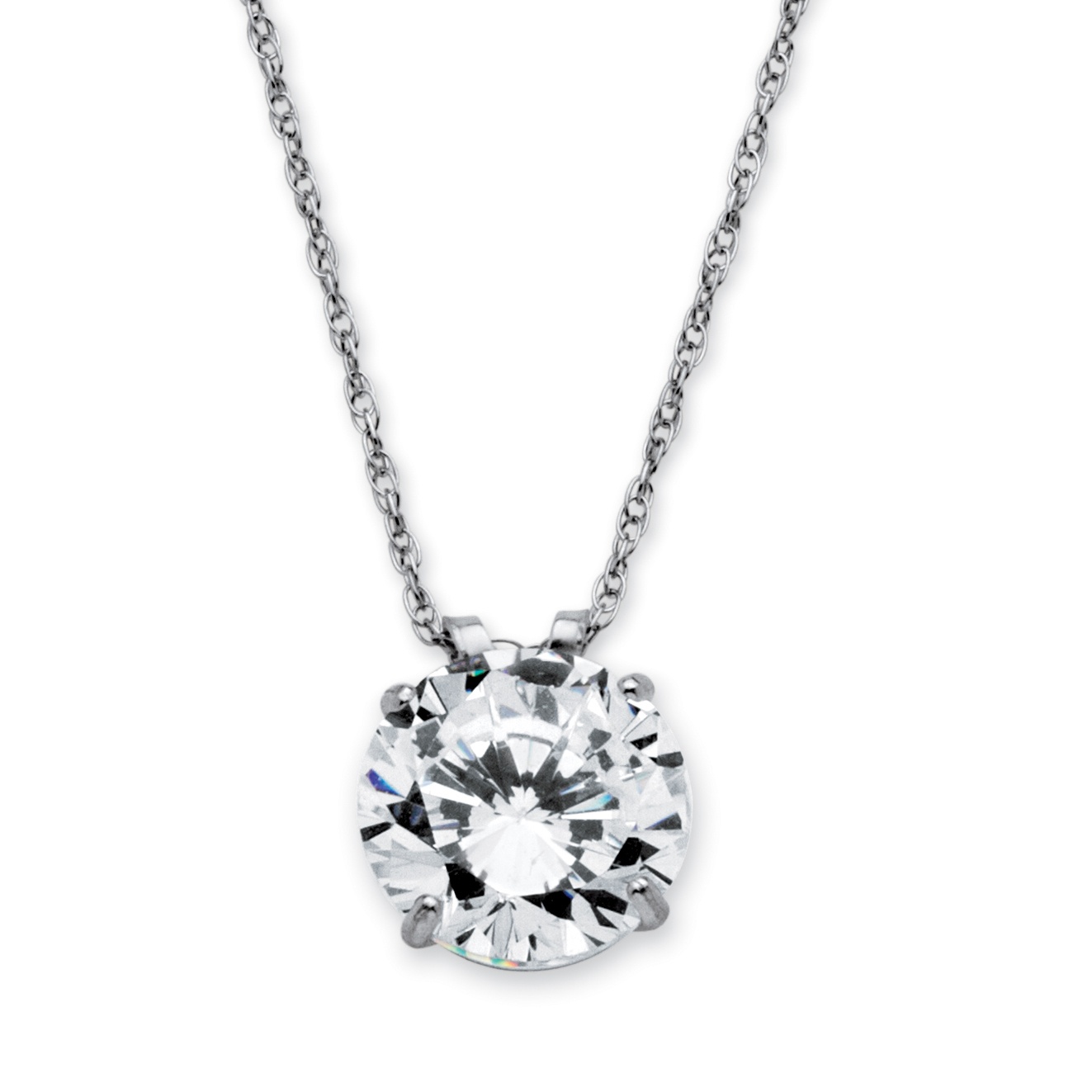 10k White Gold Round DiamonUltra&trade; Cubic Zirconia Pendant